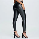 WRUP Faux Leather - High Waisted - Petite Length - Black