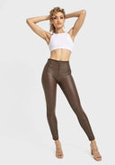 WRUP Faux Leather - High Waisted - Petite Length - Chocolate