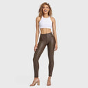 WRUP Faux Leather - High Waisted - Petite Length - Chocolate
