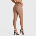 WRUP Faux Leather - High Waisted - Petite Length - Mocha