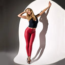 WRUP Faux Leather - High Waisted - Petite Length - Red