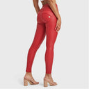 WRUP Faux Leather - High Waisted - Petite Length - Red
