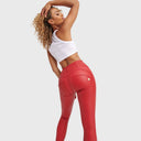 WRUP Faux Leather - High Waisted - Petite Length - Red