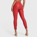 WRUP Faux Leather - High Waisted - Petite Length - Red
