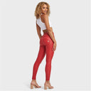 WRUP Faux Leather - High Waisted - Petite Length - Red
