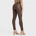 WRUP Faux Leather - High Waisted - Full Length - Chocolate