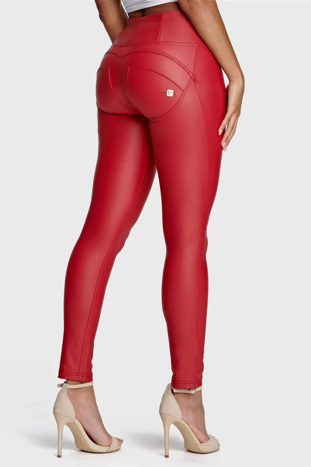 WR.UP® Faux Leather - High Waisted - Full Length - Red 3