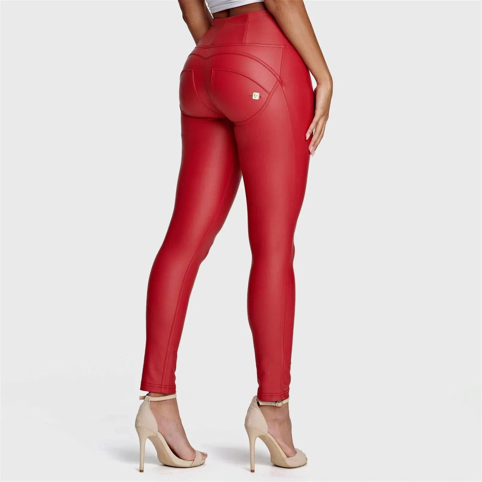 WR.UP® Faux Leather - High Waisted - Full Length - Red 3