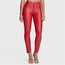 WRUP Faux Leather - High Waisted - Full Length - Red