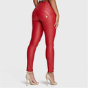 WRUP Faux Leather - High Waisted - Full Length - Red