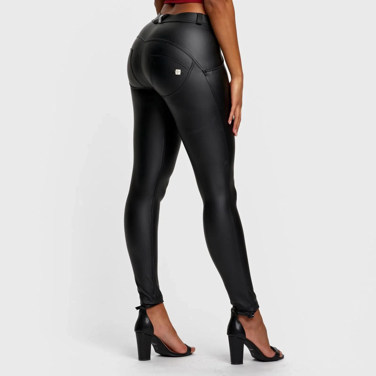 Black Mid Rise Full Length WRUP Faux Leather Pants | Freddy USA Black Mid Rise Full Length WRUP Faux Leather Pants | Freddy USA