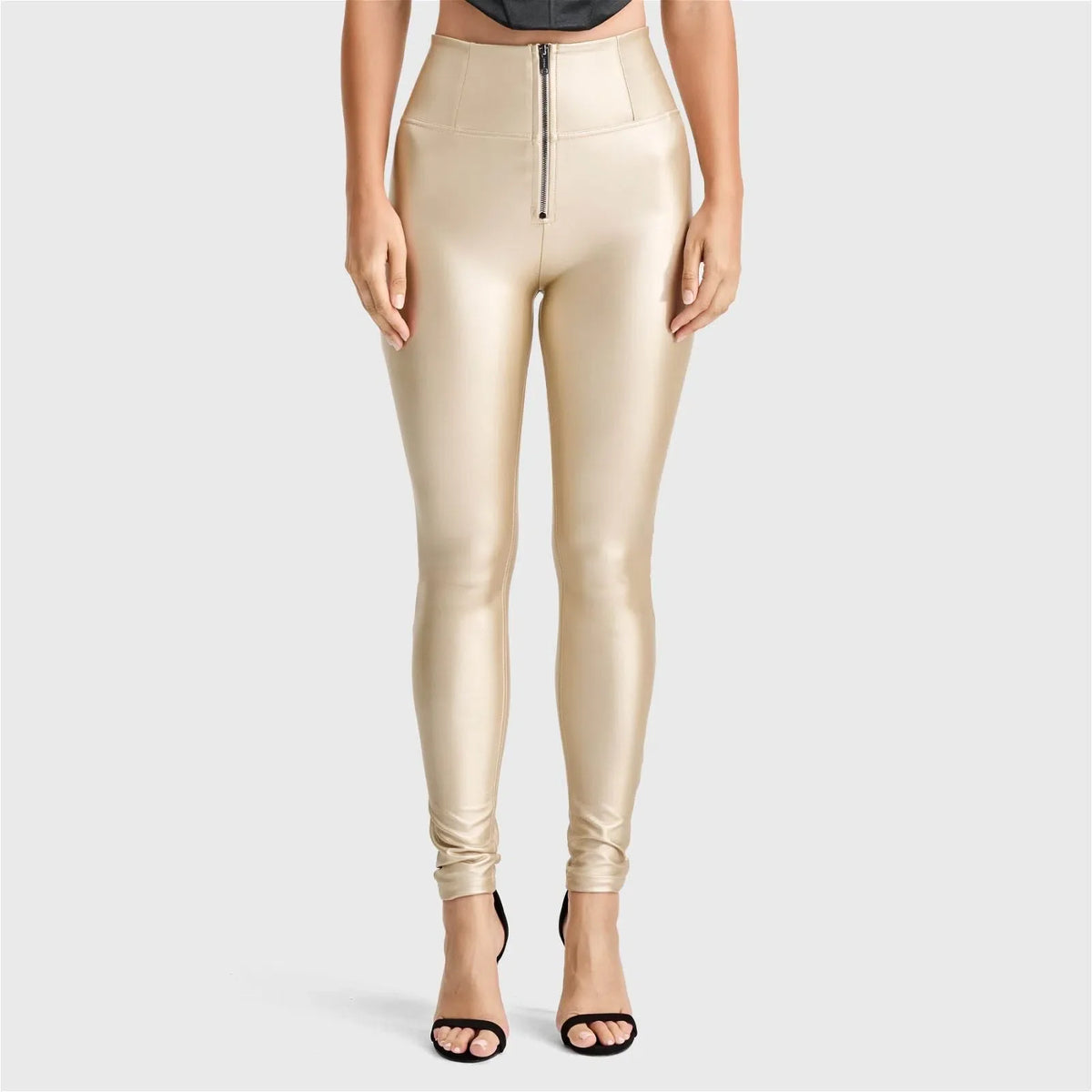 Gold Super High Waisted Full Length WRUP Faux Leather Pants Gold Super High Waisted Full Length WRUP Faux Leather Pants