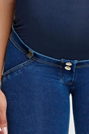 WRUP Maternity Denim - Full Length - Dark Blue + Yellow Stitching