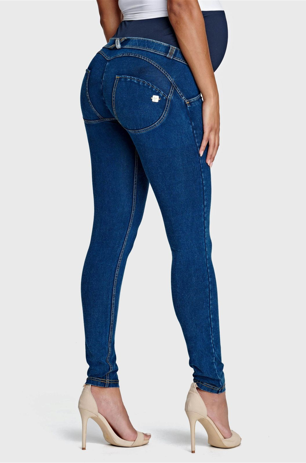 WR.UP® Maternity Denim - Full Length - Dark Blue + Yellow Stitching