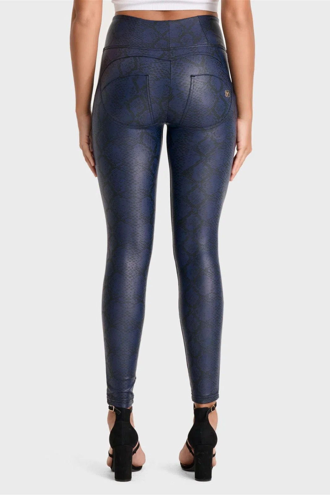 WR.UP® Python Faux Leather Limited Edition - High Waisted - Full Length - Midnight Blue 3