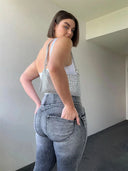 WRUP SNUG Curvy Ripped Jeans - High Waisted - Full Length - Grey Stonewash + Grey Stitching