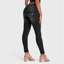 WRUP SNUG Distressed Jeans - High Waisted - Petite Length - Black + Black Stitching