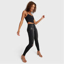 WRUP SNUG Distressed Jeans - High Waisted - Full Length - Black + Black Stitching