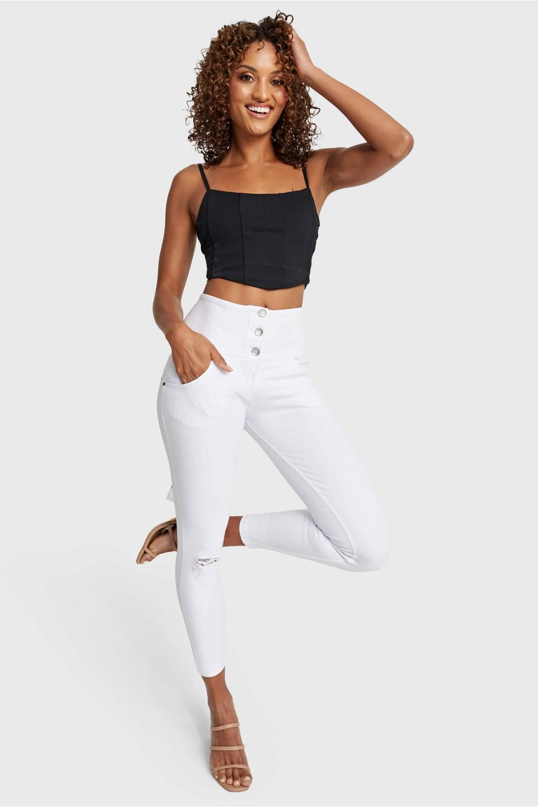 WR.UP® SNUG Distressed Jeans - High Waisted - Petite Length - White 3