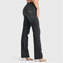 WRUP SNUG Jeans - 2 Button High Waisted - Bootcut - Black + Black Stitching