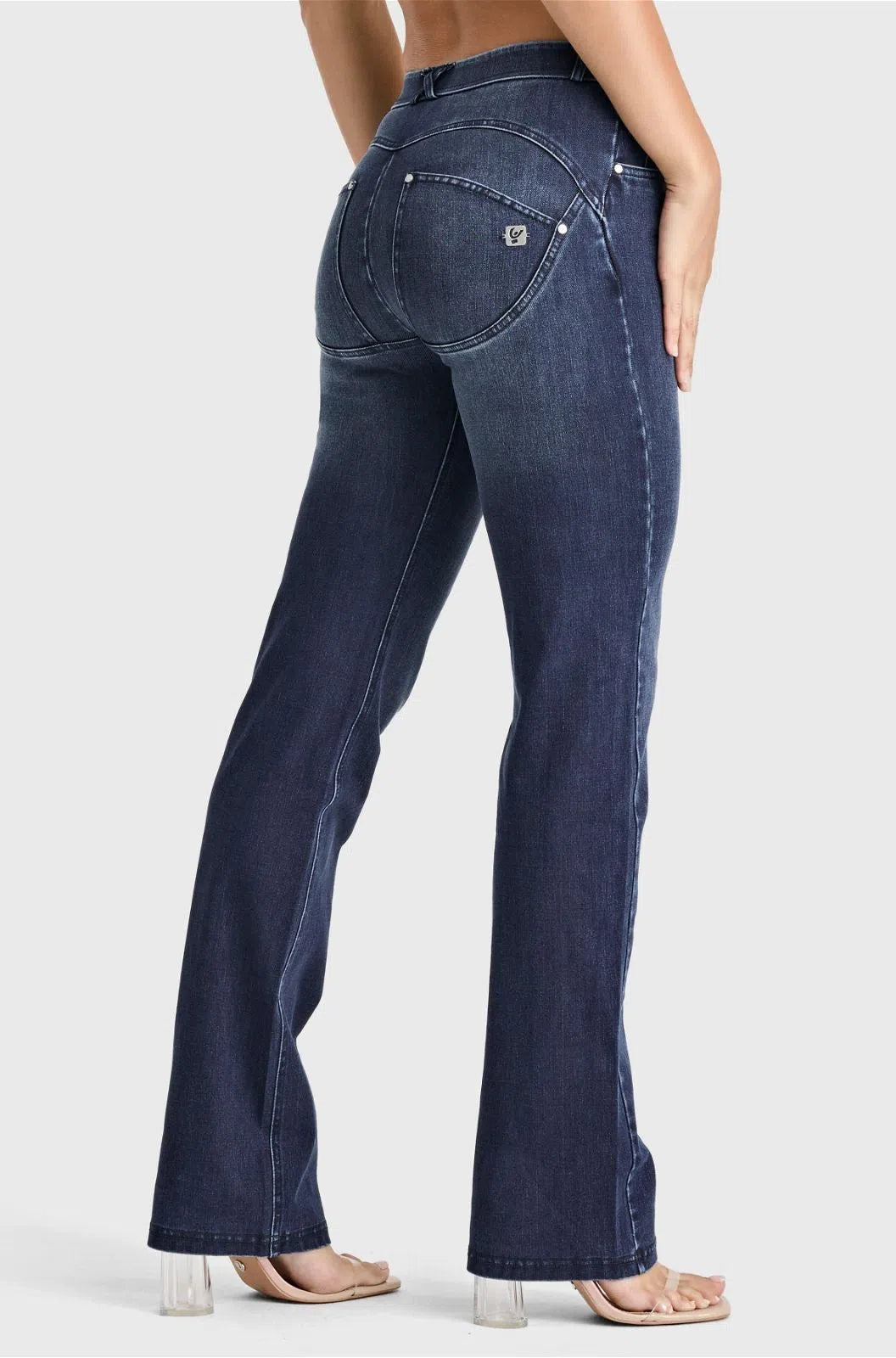 WR.UP® SNUG Jeans - 2 Button High Waisted - Bootcut - Dark Blue + Blue Stitching