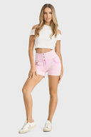 WRUP SNUG Jeans - 3 Button High Waisted - Shorts - Pink Sorbet