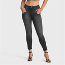 WRUP SNUG Jeans - High Waisted - Petite Length - Black + Black Stitching