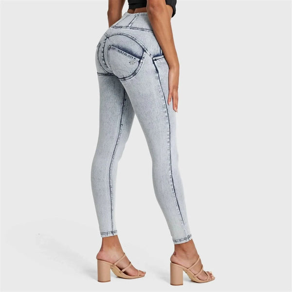 【HI FI FNK】Das Washed Jeans WRUP SNUG Jeans - High Waisted - Full Length - Acid Wash