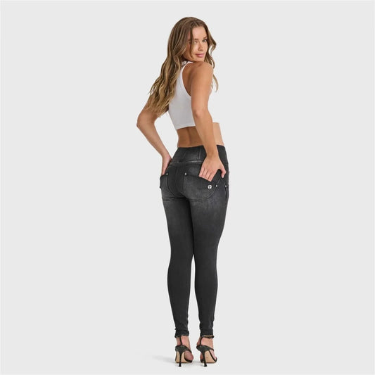 WRUP SNUG Jeans - High Waisted - Full Length - Black + Black Stitching