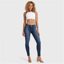 WRUP SNUG Jeans - Mid Rise - Full Length - Dark Blue + Blue Stitching