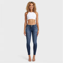 WRUP SNUG Jeans - Mid Rise - Full Length - Dark Blue + Blue Stitching