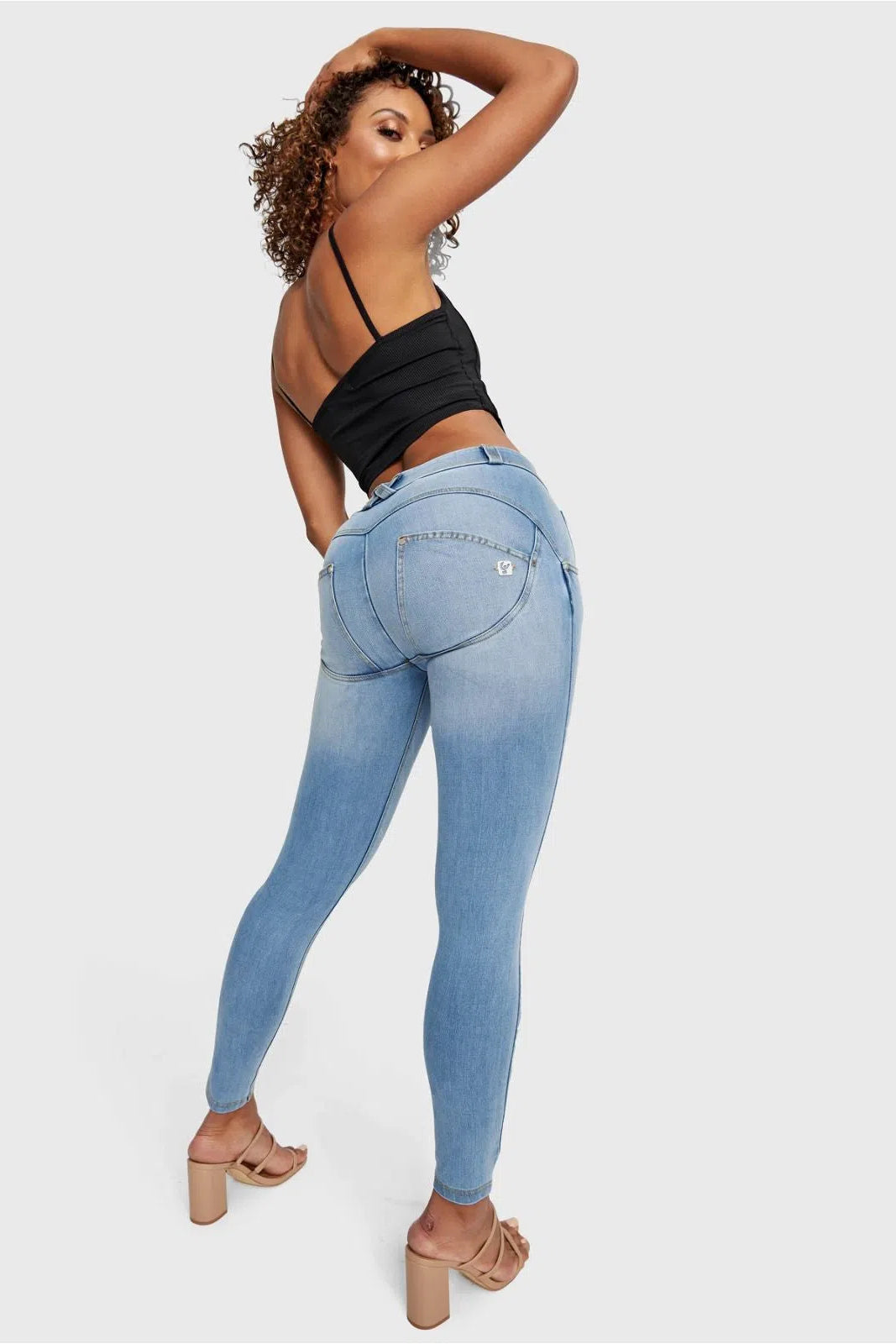 WR.UP® SNUG Jeans - Mid Rise - Full Length - Light Blue + Yellow Stitching 2