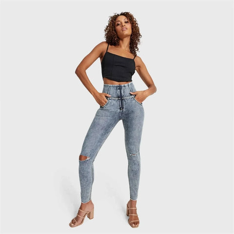 WRUP SNUG Ripped Jeans High Waisted Full Length Blue