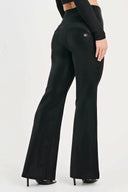 WRUP Velvet Faux Leather - High Waisted - Super Flare - Black