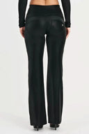 WRUP Velvet Faux Leather - High Waisted - Super Flare - Black
