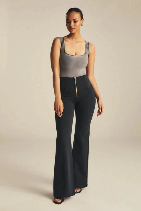 WRUP Fashion with Elastane Side High Waist Super Flare Black