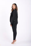 Made In Italy Pinstripe Suit Blazer - Black + White 4