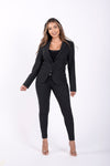 Made In Italy Pinstripe Suit Blazer - Black + White 5