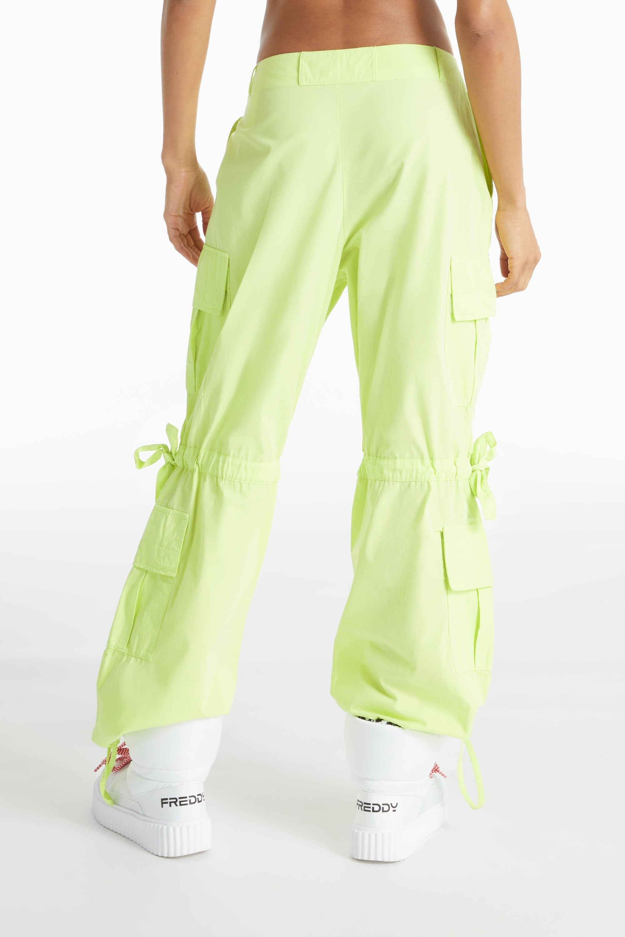 Cargo Pants - High Waisted - Full Length - Lime Green 5