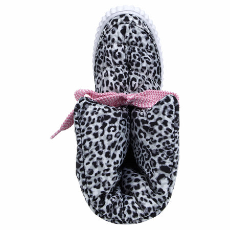 Puff Boots with Fleece Lining - Black + White Leopard 5