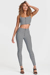 Checkered Crop Top with Zip - Black + White 5