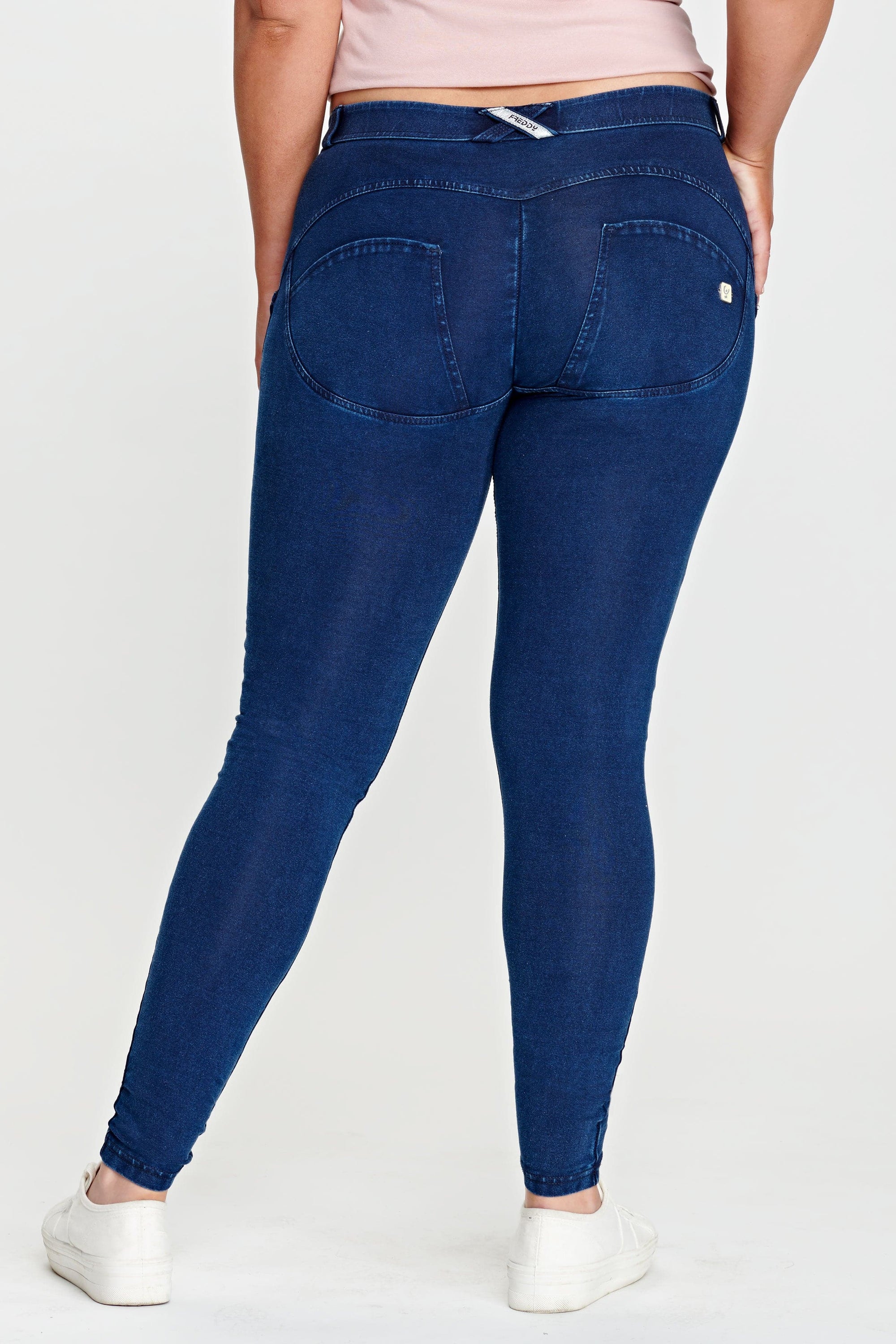 Freddy WR.UP Dark Blue Jeans + Blue Stitching, mid rise, Full Length | Jeggings