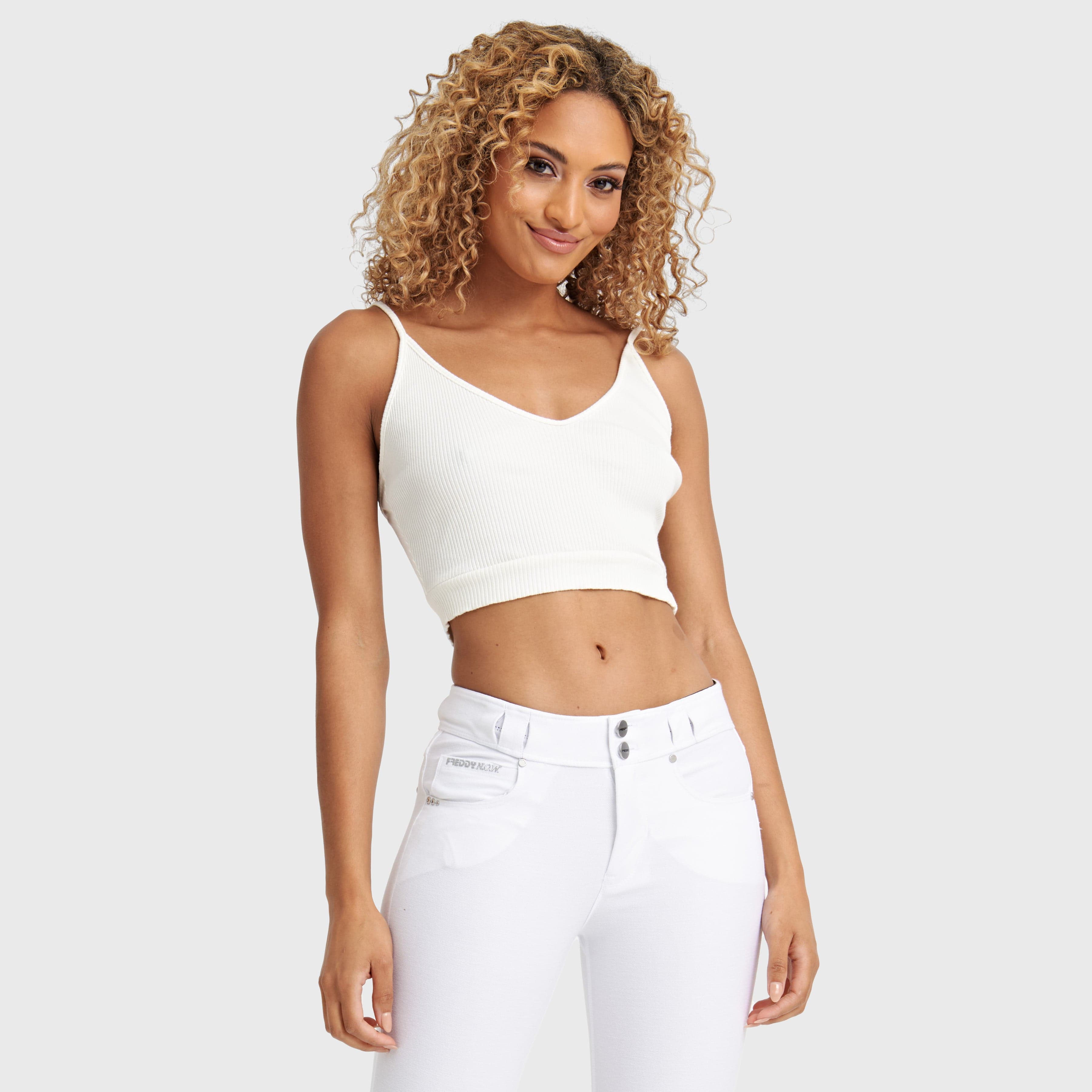 Cotton Ribbed Crop - White 1