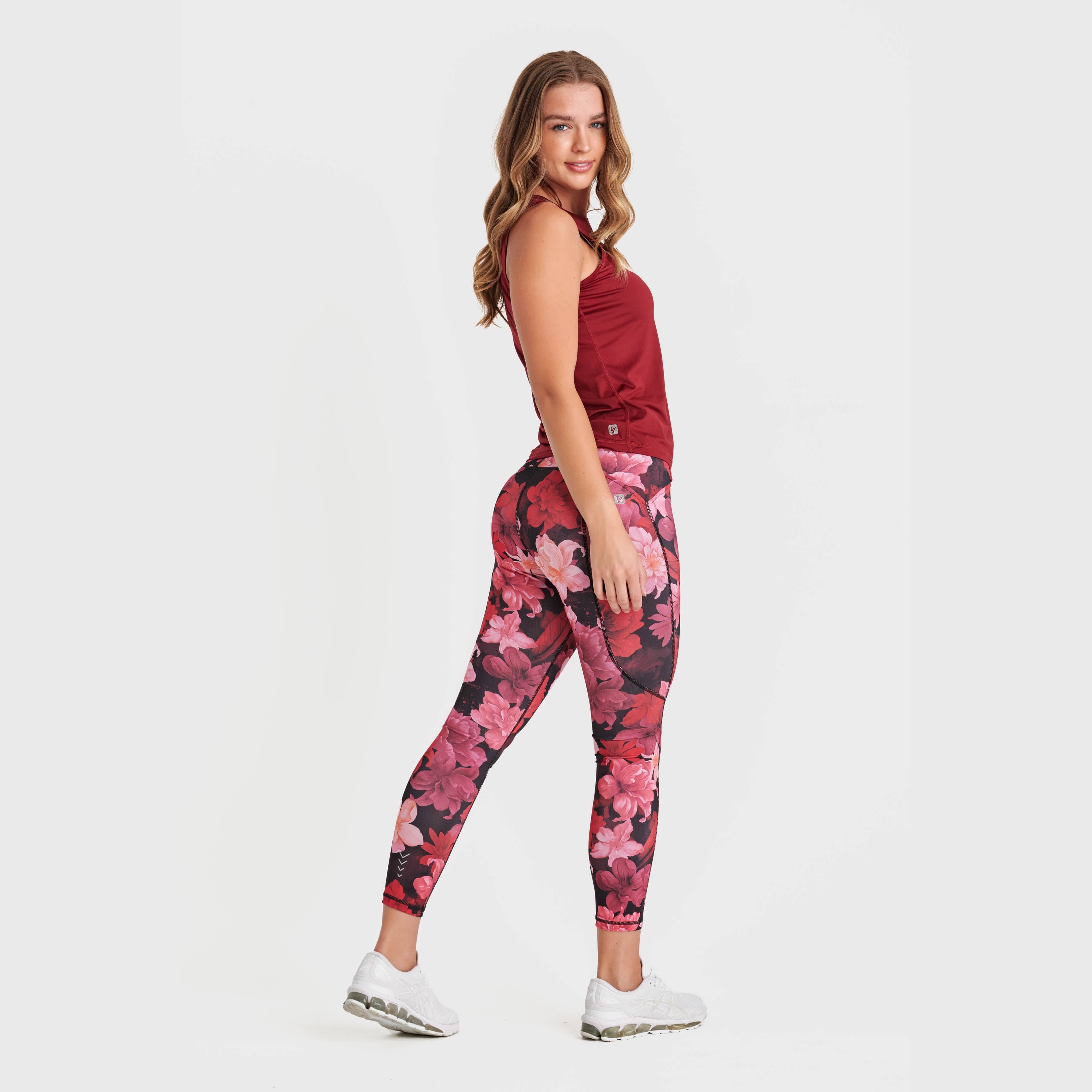 Superfit All Over Flower Print - Super High Waisted - Petite Length - Bordeaux 1