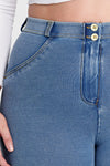 WR.UP® Curvy Denim - Cintura alta - Largo completo - Azul claro + Costuras amarillas 8