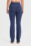 WR.UP® Denim with Front Pockets - Super High Waisted - Flare - Dark Blue + Yellow Stitching 7