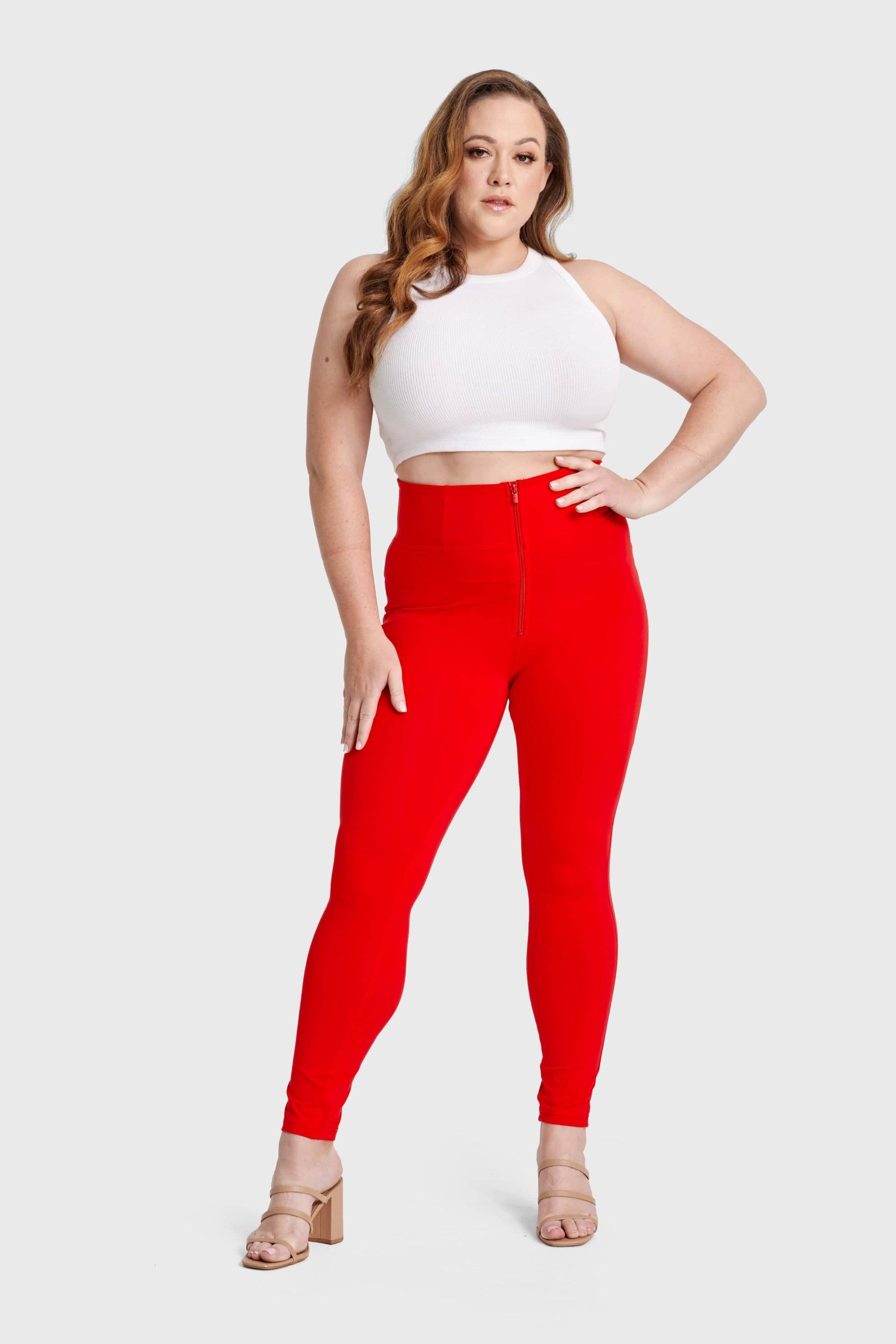 WR.UP® Curvy Fashion - Cintura alta con cremallera - Largo completo - Rojo 6