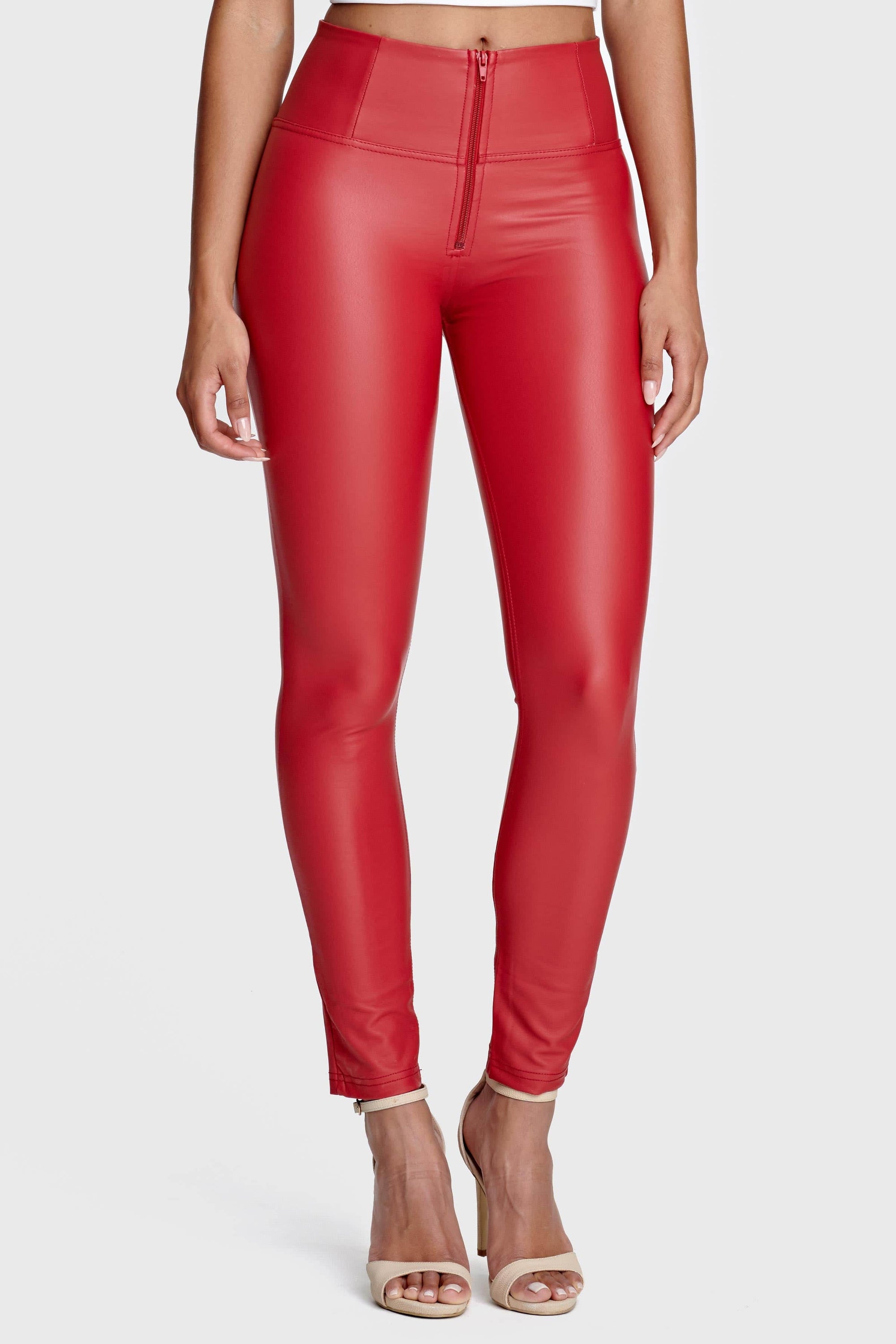 WR.UP® Faux Leather - High Waisted - Full Length - Red 3