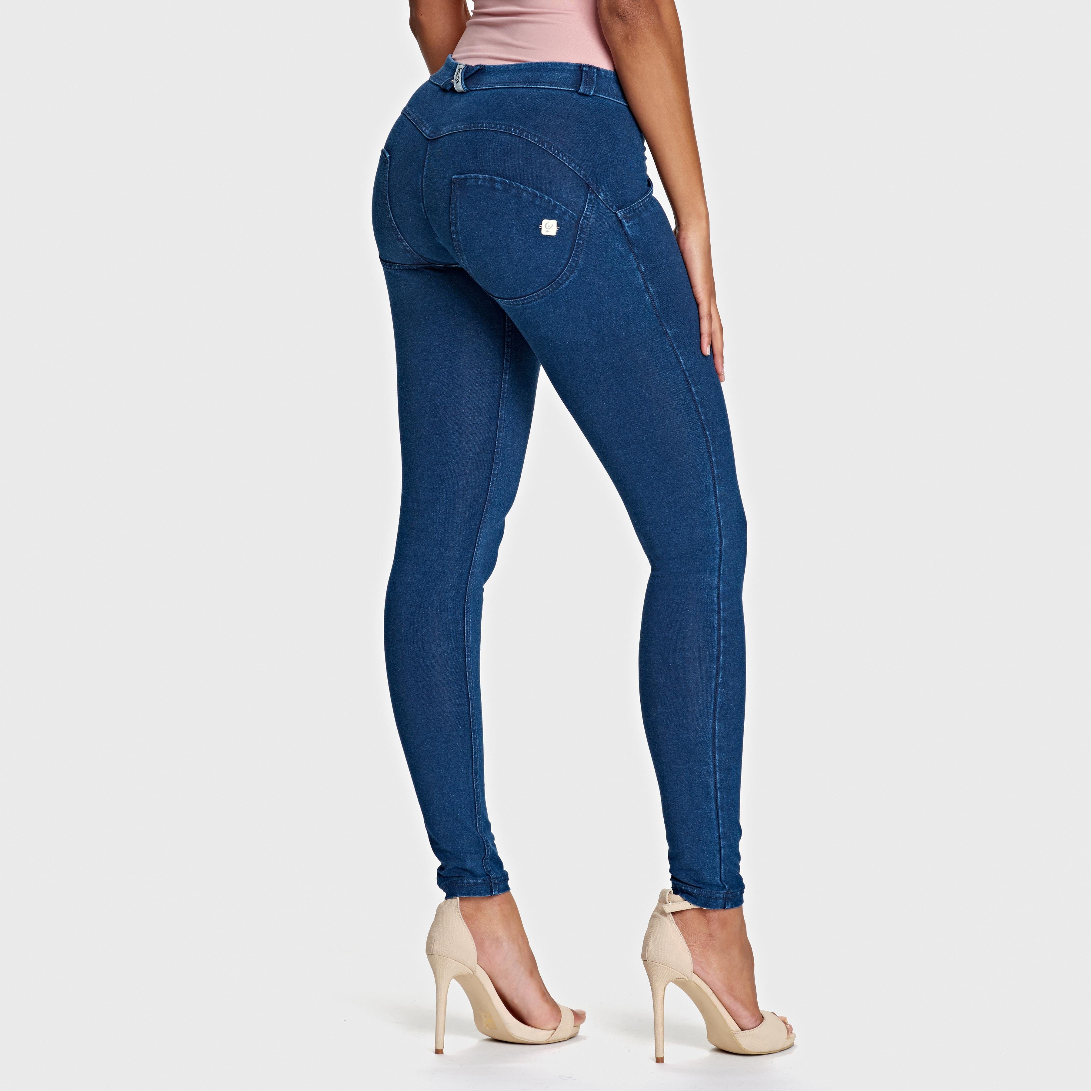 Womens navy blue boutique flare pants with belt loops to take on the trend