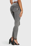 WR.UP® Denim - 3 Button High Waisted - Full Length - Grey + Yellow Stitching 10